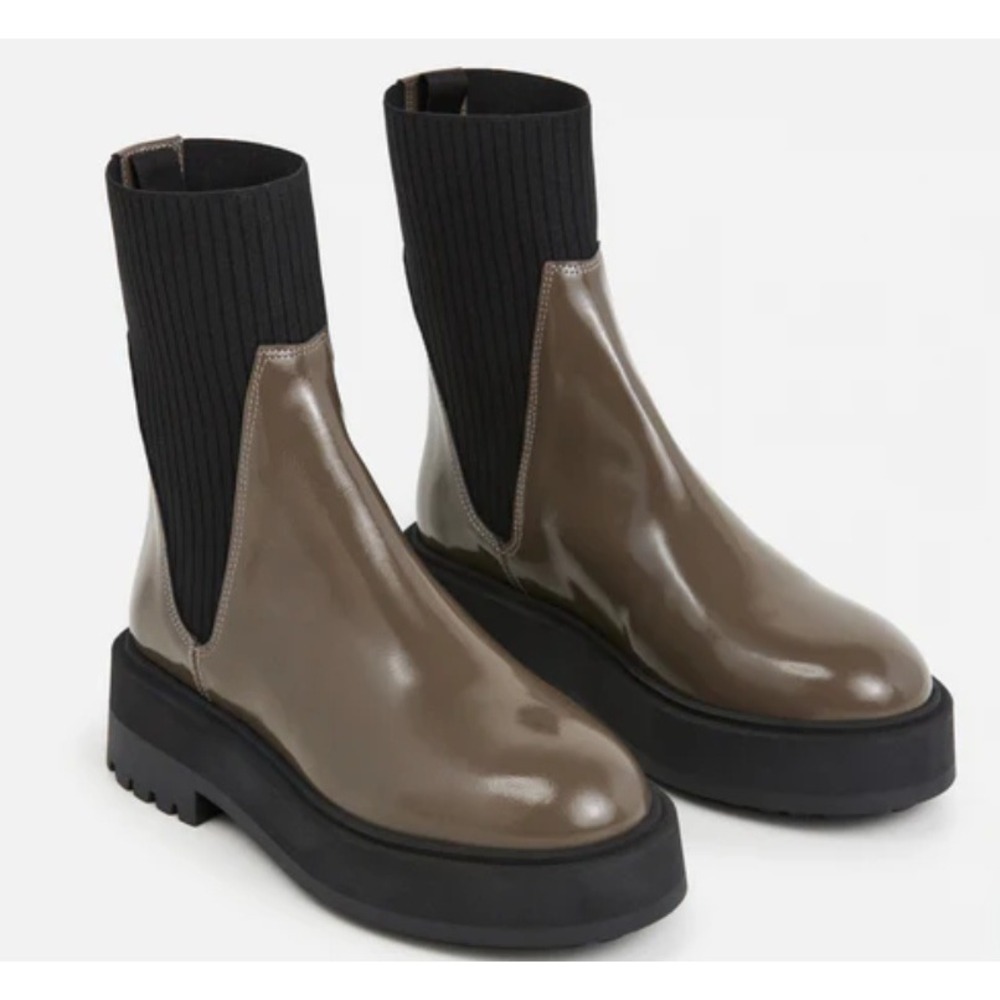 Flattered Aurora Patent Leather Platform Sock Boots Lug Sole Women's 39